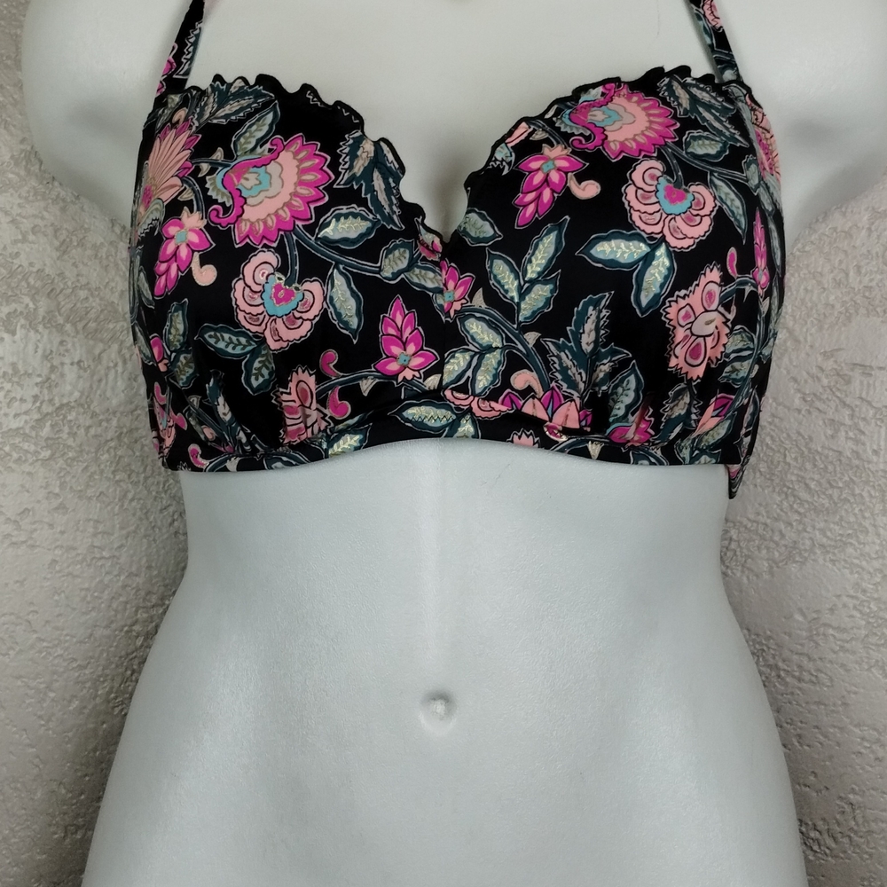 SHADE & SHORE (38C  Bikini Top Underwire Padded Bra BLACK PINK GREEN‎ Halter Tie